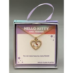 Hello Kitty Sparkle Rhinestone Heart Necklace NEW